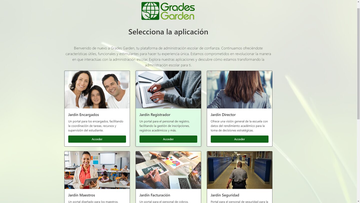 Pantalla de Jardín Registrador